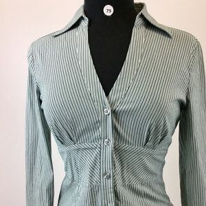 Express Striped Green/White Shirt Size XS (B-79)